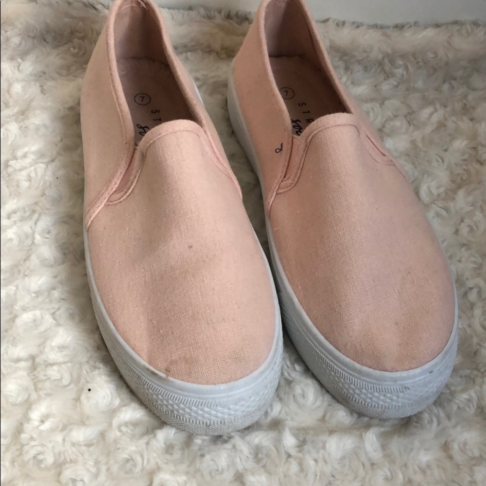 Canvas platform sneaker blush pink
